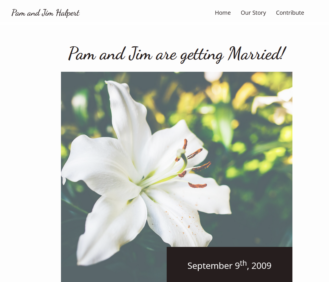 Pam and Jim’s wedding website